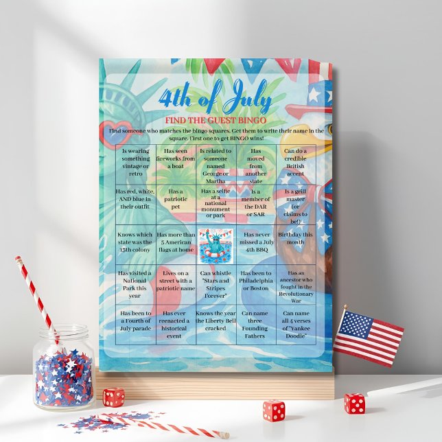 Pool Party lady liberty 4th of July Bingo  game  Holiday Card (Pool Party lady liberty 4th of July Bingo game Holiday Card)