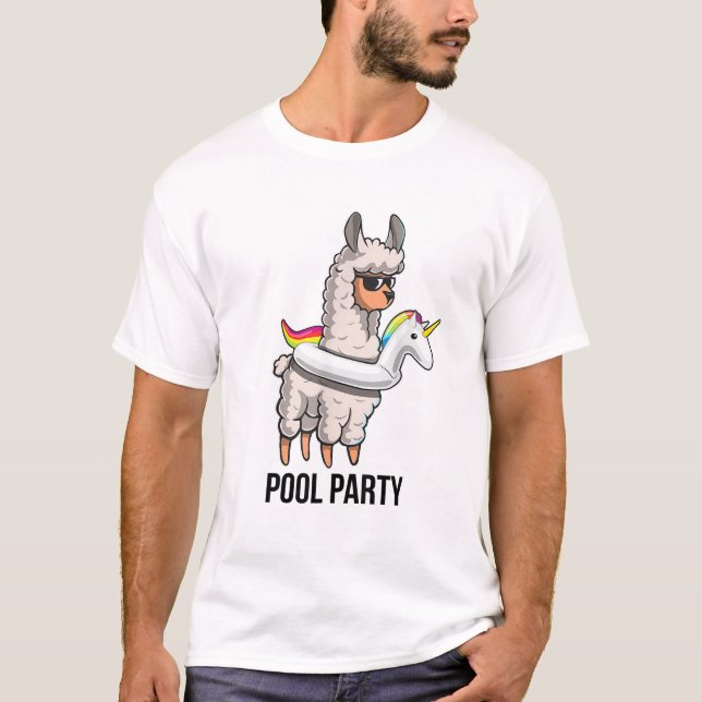 Pool Party Llama Unicorn Float Shirt Funny Llama G (Front)