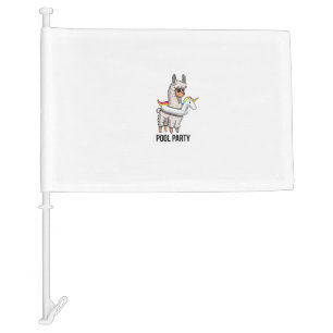 Pool Party Llama Unicorn Float Shirt Funny Llama G Car Flag