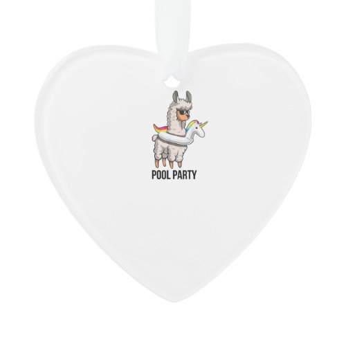 Pool Party Llama Unicorn Float Shirt Funny Llama G Ornament