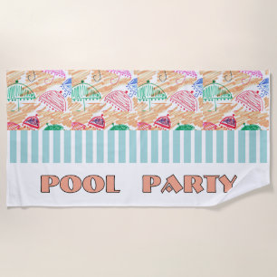 POOL PARTY Logo Beach Towel