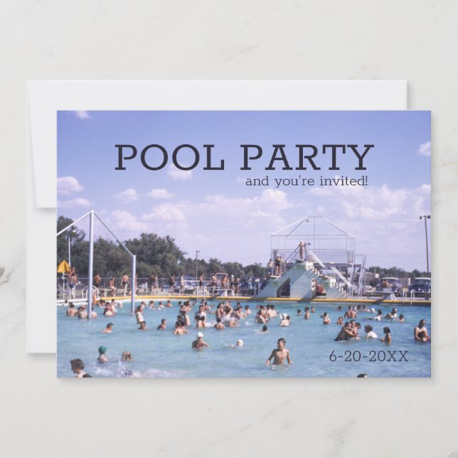 Pool Party Mid-century Retro Swimsuits Invitation (Front)
