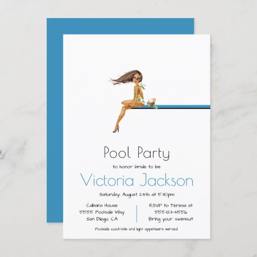 Pool Party Minimalist  Invitation