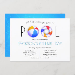Pool Party Minimalist Invitation