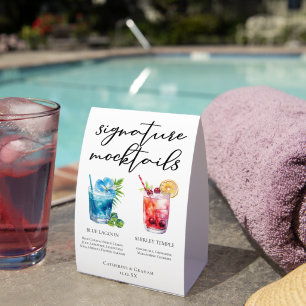 Pool Party Mocktails Blue Lagoon Shirley Temple Paper Table Tent
