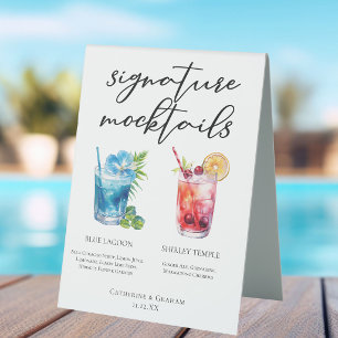 Pool Party Mocktails Blue Lagoon Shirley Temple Table Tent