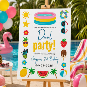 Pool Party Modern Summer Themed Birthday Foam Board