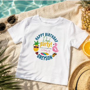 Pool Party Modern Summer Themed Birthday Party Baby T-Shirt