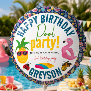 Pool Party Modern Summer Themed Birthday Party Balloon