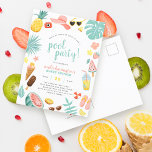 Pool Party | Modern Summer Themed Birthday Party Invitation Postcard<br><div class="desc">Save on envelopes with postcard invitations! This summer-themed design features a border of summer elements and your party information in modern script typography. The border has a pineapple, camera, sun hat, shades, tropical leaves, flowers, ice lollies, lemonade, flip flops, beach balls, lemons, donuts, watermelon, ice cream, and more! Click on...</div>