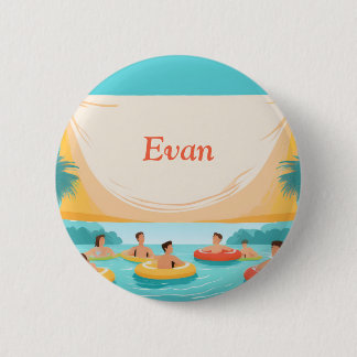 Pool Party Nametag Pool Floats Button