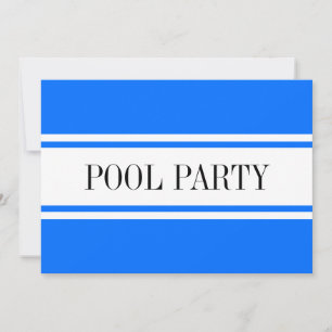POOL PARTY Nautical Blue White Racing Stripes Holiday Card