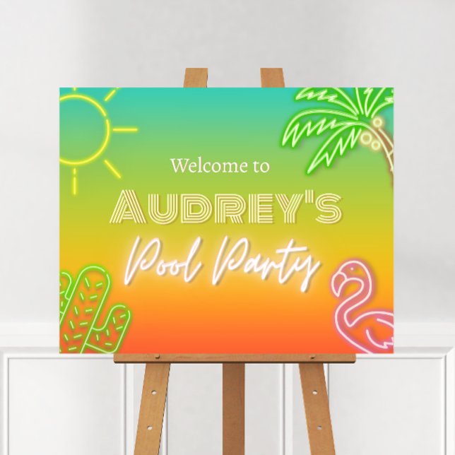 Pool Party Neon Welcome Sign (Creator Uploaded)