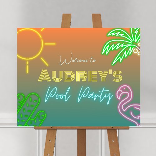 Pool Party Neon Welcome Sign