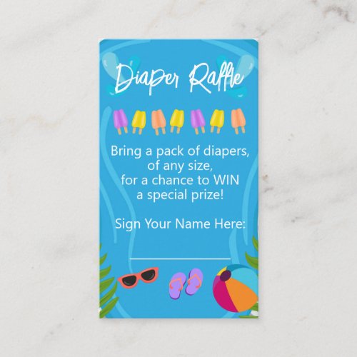 Pool Party Neutral Diaper Raffle Baby Shower Enclosure Card
