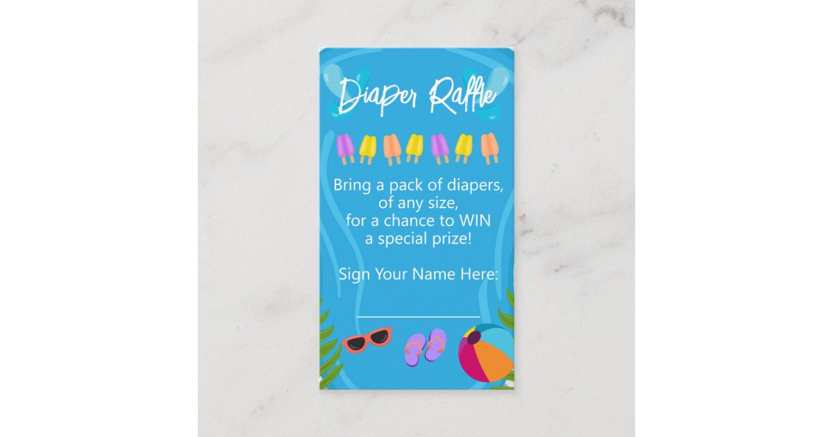 Pool Party Neutral Diaper Raffle Baby Shower Enclosure Card | Zazzle