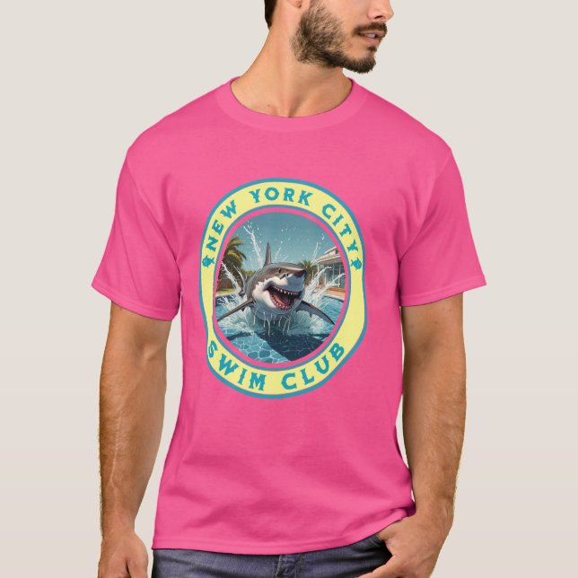 Pool Party New York City Shark Theme Swimming Souv T-Shirt (Front)
