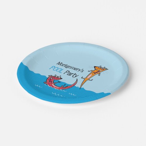 Pool Party Otter Splash Custom Name Paper Plates