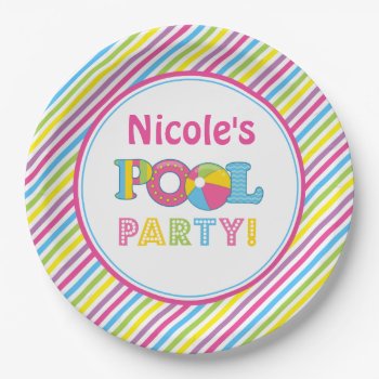 Pool Party Paper Plates  Girl Pool Party Decor Paper Plates by ApplePaperie at Zazzle