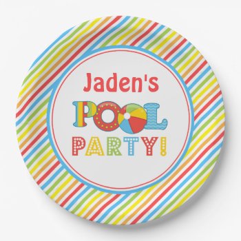 Pool Party Paper Plates  Pool Party Decor Paper Plates by ApplePaperie at Zazzle