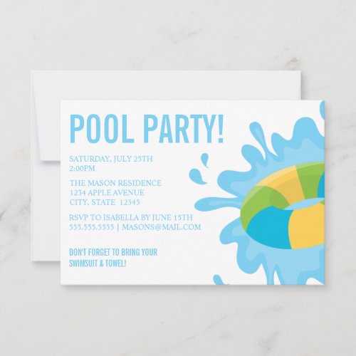 POOL PARTY  Party Invitation