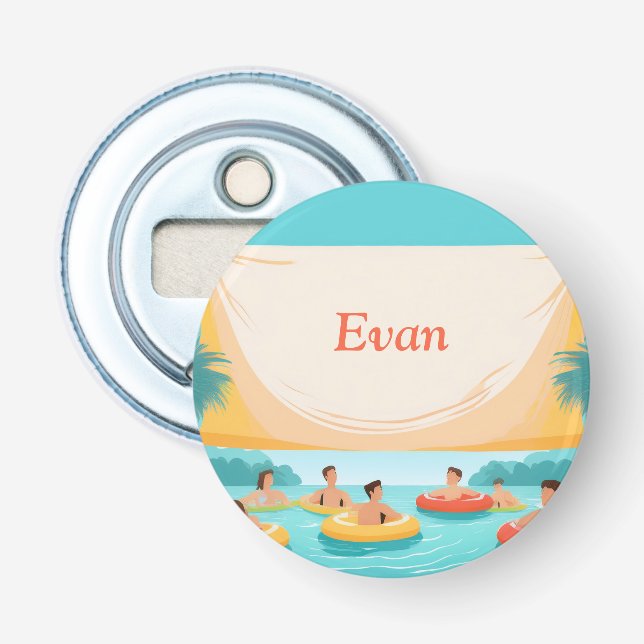 Pool Party Personalized Pool Floats Bottle Opener (Front)