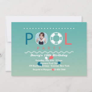 Pool Party Photo Invitation