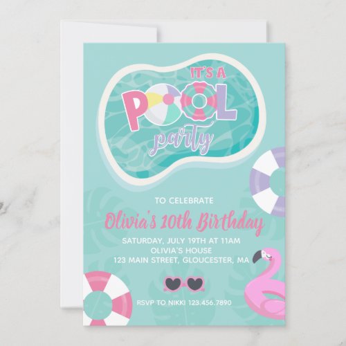 Pool Party pink pool float Summer Birthday