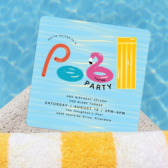 Pool Party | Pool Floats Birthday Splash Invitation (Creator Uploaded)