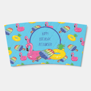 Pool Party Pool Floats Patterned Personalized Coffee Cup Sleeve