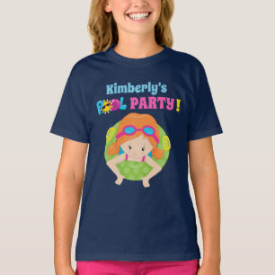 Pool Party Redhead Birthday Girl Cute Custom T-Shirt