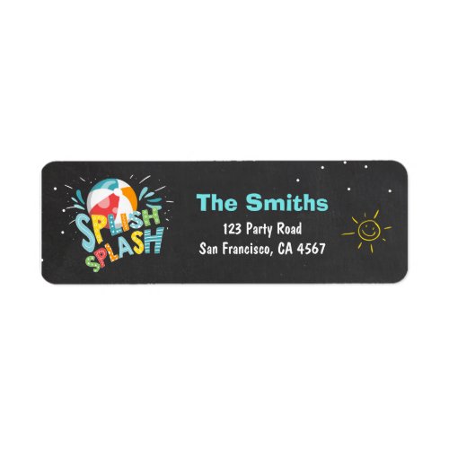 Pool party Return Address Label Splish splash Ball