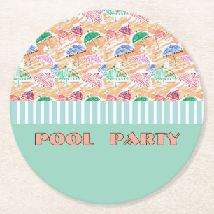 POOL PARTY ROUND PAPER COASTER