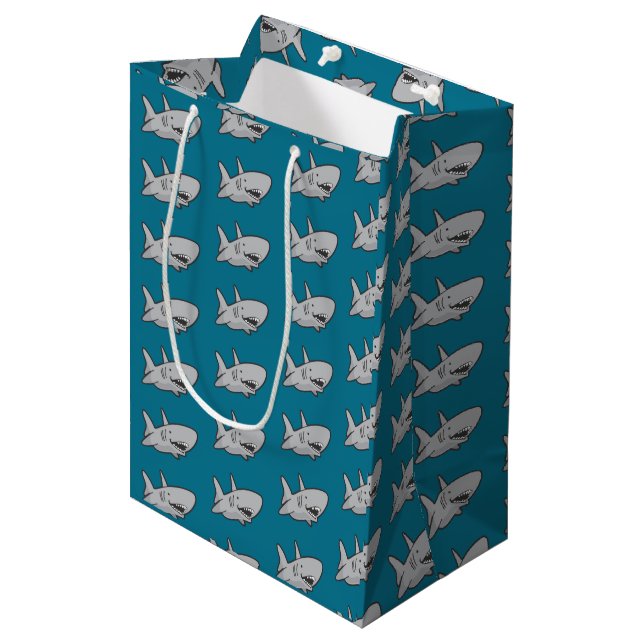 Pool Party Shark Birthday Gift Bags (Front Angled)
