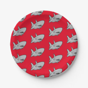 Pool Party Shark Birthday Paper Plates