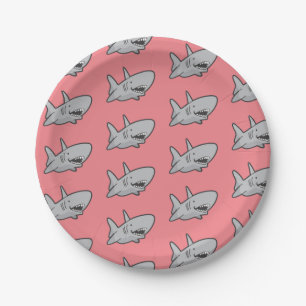 Pool Party Shark Birthday Paper Plates