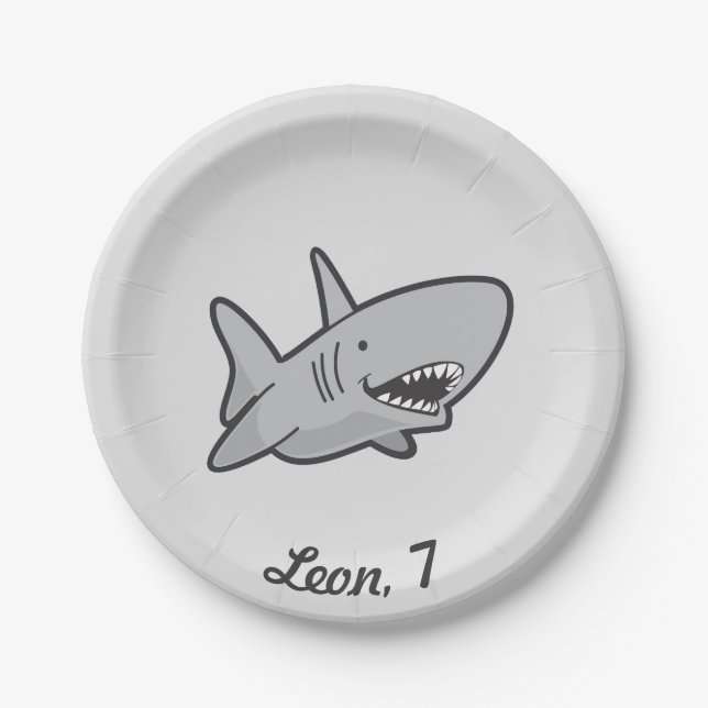 Pool Party Shark Paper Plates (Front)