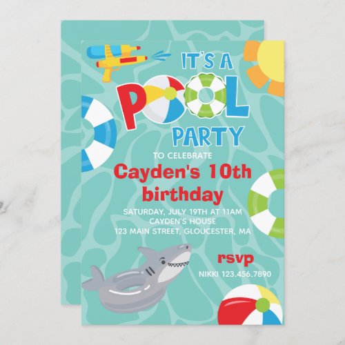 Pool Party shark pool float Summer boy Birthday