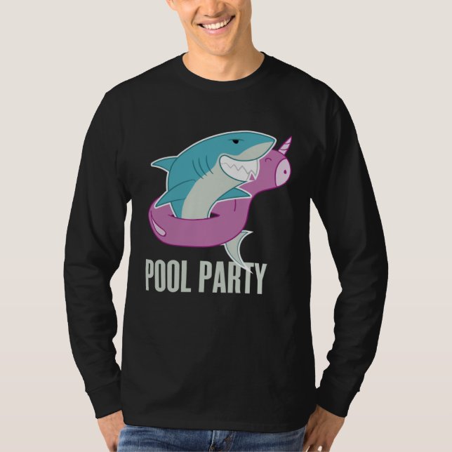 Pool Party  Shark Unicorn Fishing T-Shirt (Front)
