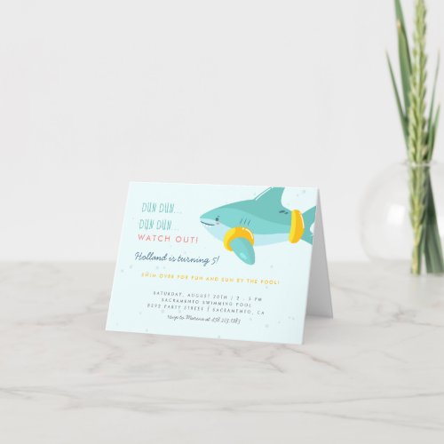 Pool Party Shark With Arm Floats Kids Birthday Invitation