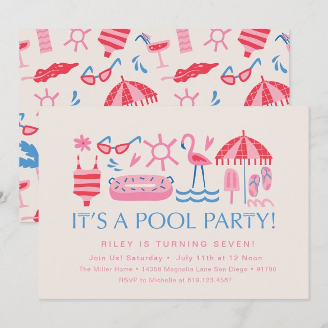 Pool Party | Splash Party | Swim Party Invitation (Front/Back)