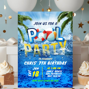 Pool Party Splash Summer  Invitation