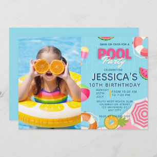 Pool Party Splish Splash Pool Birthday Invitation