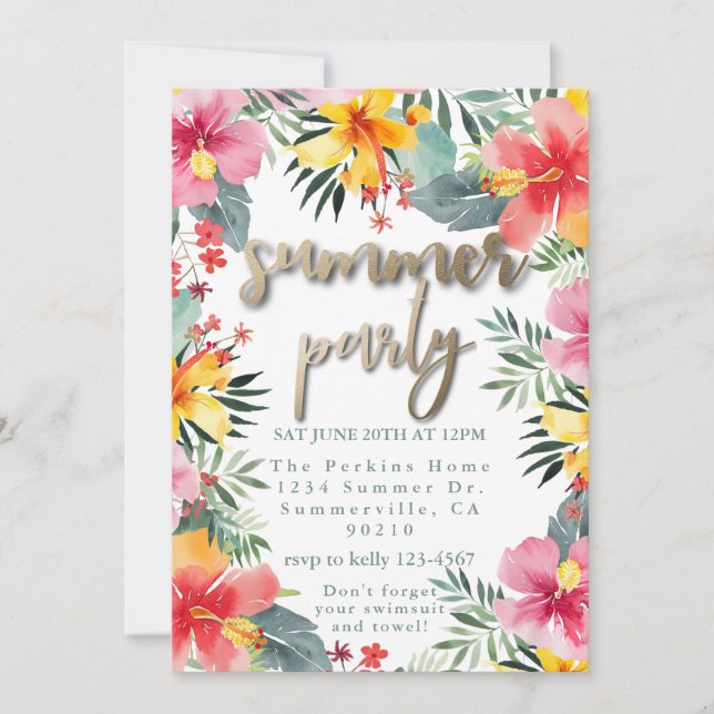 Pool Party Summer BBQ  Invitation (Front)