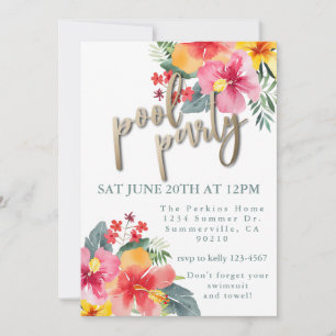 Pool Party Summer BBQ Invitation