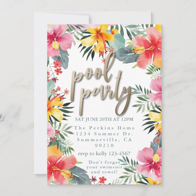Pool Party Summer BBQ  Invitation (Front)