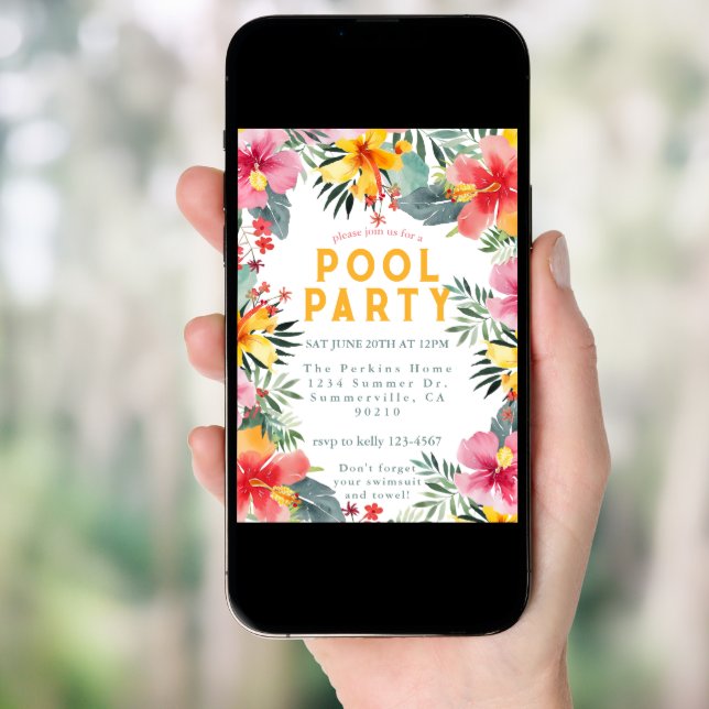 Pool Party Summer BBQ  Invitation (Front Digital)