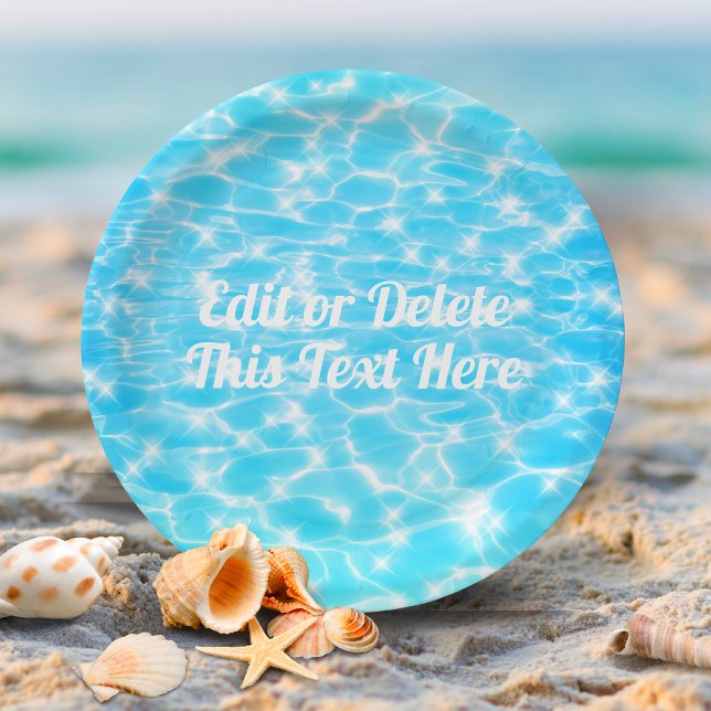 Pool Party Summer Beach Birthday Party Custom Text Paper Plates (Creator Uploaded)