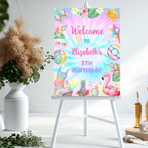 Pool Party Summer Beach Birthday Welcome Sign