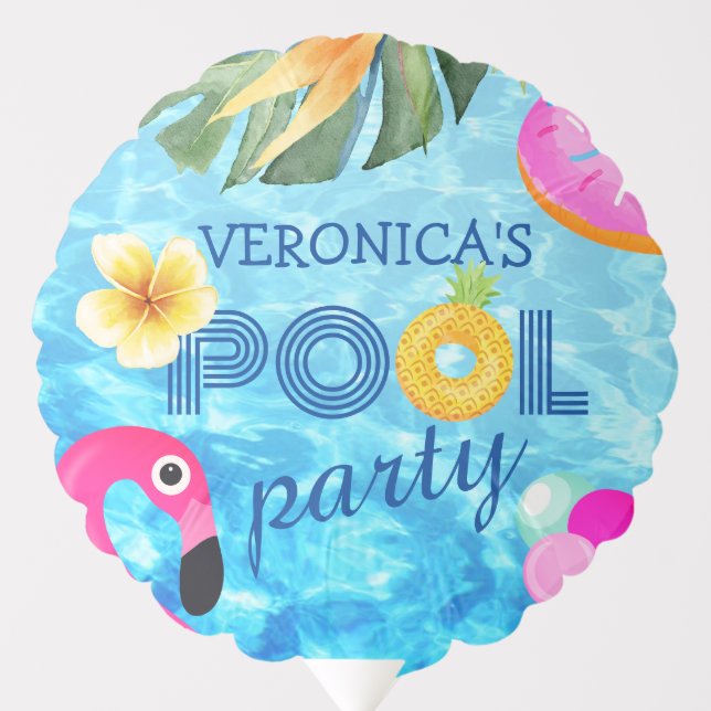 Pool Party Summer Birthday Balloon (Front)